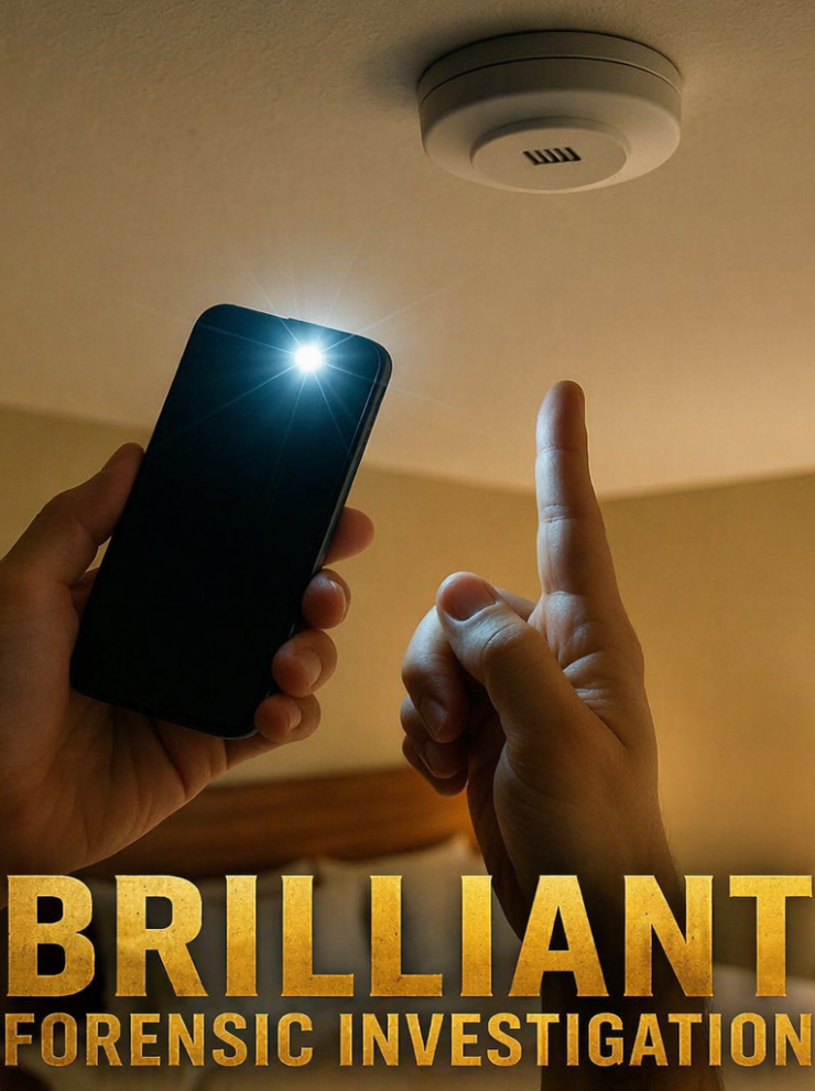 Forensic investigation in dimly lit bedroom